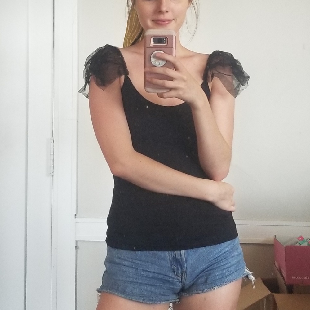 Zara Tulle Sleeve Tank